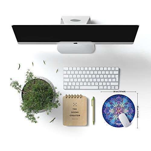 Leshiry Mouse Pad, Round Mouse Mat, Cute Mouse Pad With Design, Non-Slip Rubber Base Mousepad With Stitched Edge, Waterproof Office Mouse Pad (Flower 15) #TOP4