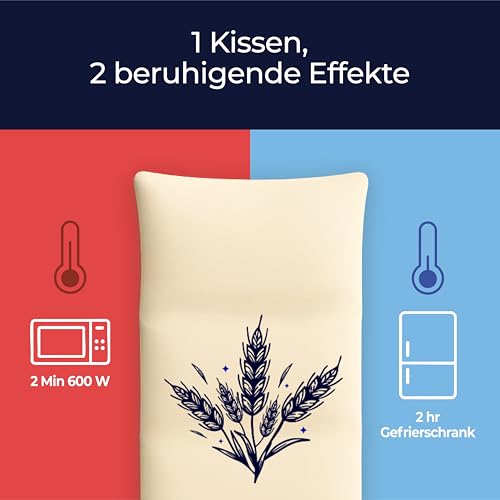 Dreamzie – Körnerkissen Mikrowelle mit 100 % natürlichen Weizenkörnern – Wärmekissen 20x53 cm – Alternative zum Kirschkernkissen