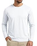 Boladeci Swim Shirts for Mens Rash Guard Long Sleeve UV Protection SPF Fishing Shirts Quick Dry Breathable Hot Weather Running White Large