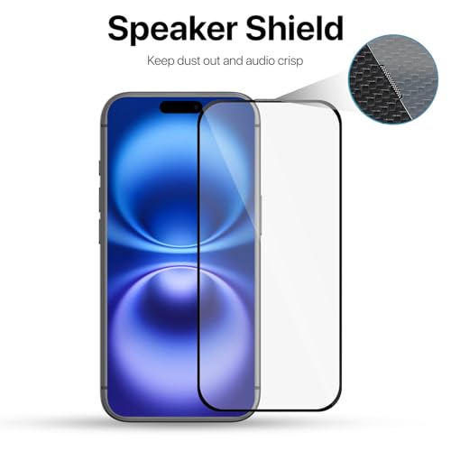Image of GRIPP Dust-Proof 3D Japanese Tempered Glass Screen Protector for iPhone 16 (6.1 inch), Speaker Dust Guard, 3D Curved Edges, Scratch-Resistant, 9H Hardness, Bubble Free