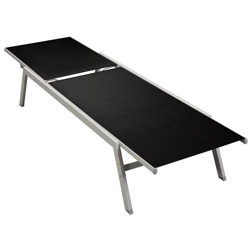 Leżak do opalania, stal tekstylenowa, czarny, regulowany, do użytku na zewnątrz, leżak na basen, leżak relaksacyjny, kempingowy, plażowy, składany, na balkon, wellness