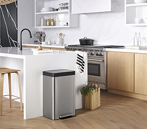 Kohler 13 Gallon Hands-Free Kitchen Step, Trash Can With Foot Pedal, Quiet-Close Lid, Stainless Steel #TOP2