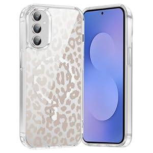 Saqmkil Handyhülle Magnetische für Samung Galaxy S25 FE 5G 6,7" Hülle,Kompatibel mit MagSafe, Aesthetic Muster Leopard Mädchen Case, Transparent Weich Silikon TPU Stoßfeste Cover für Samung S25 FE, 02