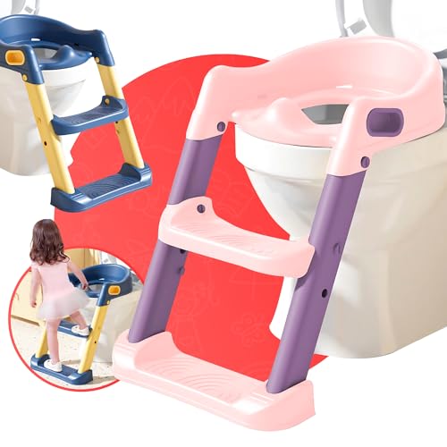 Redutor De Assento Infantil Troninho Sanitário Com Escadinha Vaso Criança Bebê (Rosa)
