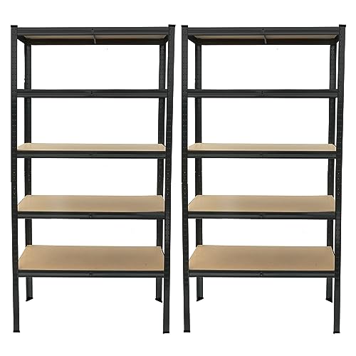 StoreRack Garage Storage Shelves, Storage Racking and Shelving, Heavy Duty Shelving Unit, Shed Racking, Metal Shelving, 5 Tier Shelving Unit, 180 x 90 x 30 – Black