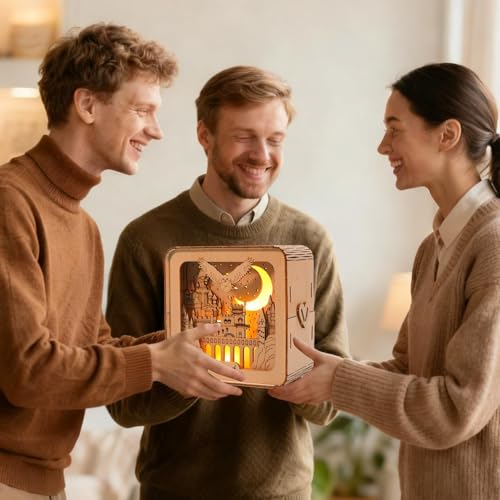 MUSIC PARK Casse-tête en bois 3D pour adultes, château, veilleuses, décorations de bureau, anniversaire pour femme – vue 7