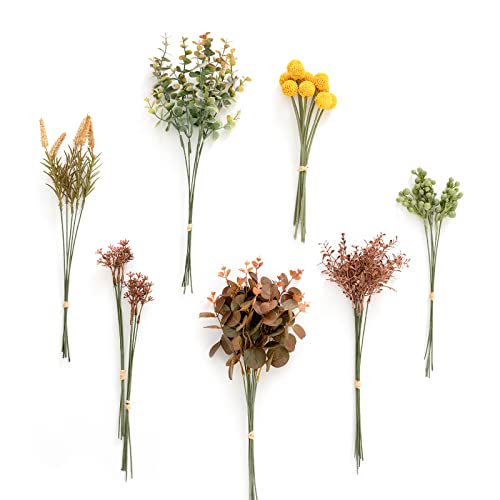 Ling's moment Artificial Greenery Stems Box Set, 50pcs with 7