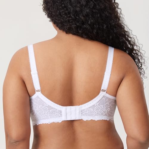 Delimira Women's Plus Size Bra Full Coverage Minimiser Non Padded Lace Underwired Bras White 34C