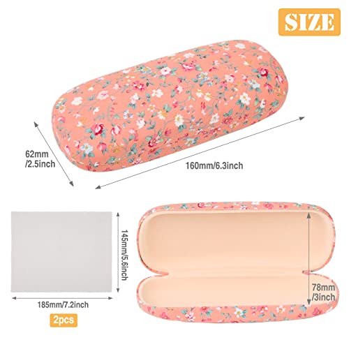 Xinda Lot de 2 étuis à lunettes rigides et portables en tissu à motif floral - Pour homme et femme - Pour lunettes myopie - Rose et blanc – vue 2