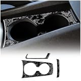 AIRSPEED Forged Carbon Fiber Car Cup Holder Frame Cover Center Control Interior Trim Cover Compatible with Chevrolet Camaro 2010-2015 Accessories (Black)