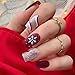 Christmas Press on Nails Short Red Square Fake Nails Winter Snowflake Acrylic False Nails with Design Swirl Matte Full Cover Artificial Glue on Nails Winter Nail Decorations for Women Girls
