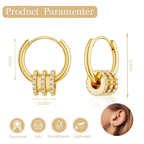 CHESKY Small Huggie Earring - 14k Gold Plated Dangle Earrings for Women Hypoallergenic Cubic Zirconia Hoops Minimalist Cute Huggies Earrings Bridesmaid Jewelry