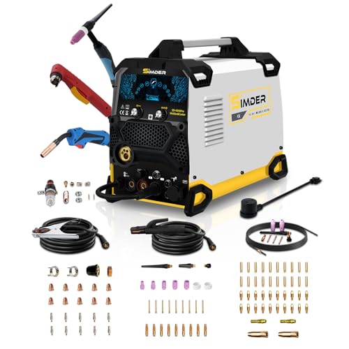 Image of SSIMDER MIG Welder 200A Plasma Cutter Welder Combo 10 in 1 multiprocess welder Pulse MIG /Gas MIG /Flux Core /HF TIG /Stick /Cut Aluminum Welder With Consumables Set for Home DIY Outdoor