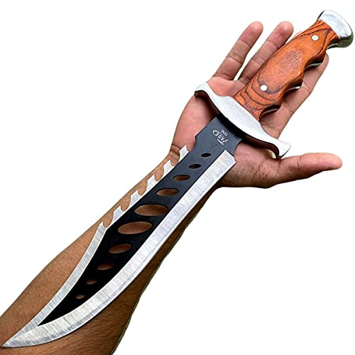 Faca Facão Rambo Militar Tático Muito Afiado Camping Caça Pesca Bushcraft Serrilhado Aço 440