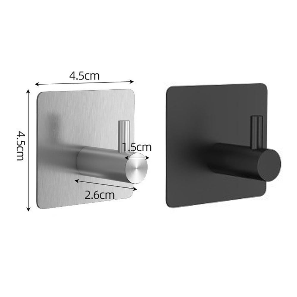 4/1 Uds. Gancho de acero inoxidable 304 adhesivo para puerta de pared, llave, percha para ropa, gancho para bata de baño, soporte para toallas, accesorios organizadores, NEGRO, 4 Uds., 1