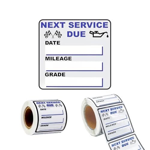 Oil Change Sticker,250 PCS 2×2 Inches Clear Oil Change Window Stickers for Windshield,No Residue Next Service Due Reminder Sticker Labels,Easy to Peel and Write On