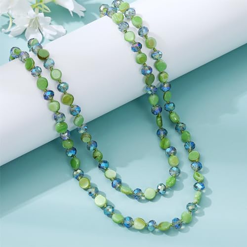Jules D. Long Beads Necklaces for Women Shell Crystal Beads Rope Knot Necklace Costume Jewelry for Gifts (Lime Green) by Jules D. - Used condition - Image 4
