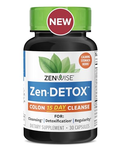 Zenwise Health 15-Day Colon Detox Cleanse for Digestive Health - Gut Detox Pills for Digestion & Bloating Relief - Herbal Blend with Psyllium Husk, Senna Leaf, Bromelain, ACV & Probiotics - 30 Count