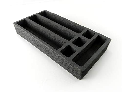 Polar Whale Lab Drawer Organizer Storage Tray Office Practice Medication Anesthesia Crash Cart Organization Non-Slip Anti-Rattle Durable Black Foam 14.5 x 7.5 Inch 7 Compartments