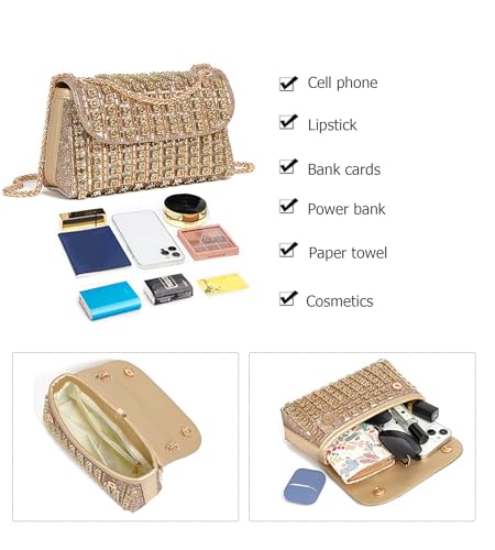 Image of Sweetovo Rhinestone Clutch Purse, Sparkly Evening Bag with Chain for Women