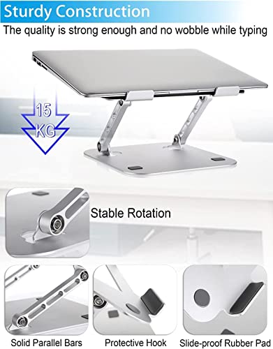Image of Aluminum Tabletop Laptop Stand Ergonomic Foldable Portable Laptop Stand Holder Compatible for MacBook, HP, Dell, Lenovo & All Other Notebook