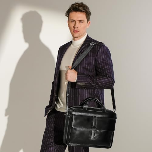 Time Resistance Leather Briefcase - Italian Handmade Leather Laptop Bag - Handbag for Men and Women2