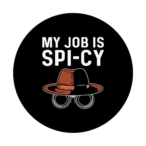 My Job Is Spy-Cy. Private Eye. Private Investigator PopSockets Swappable PopGrip, Black - Image 3