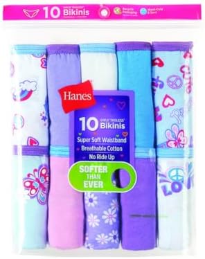 Hanes Big Girls' Bikini 10-Pack, Assorted, 8