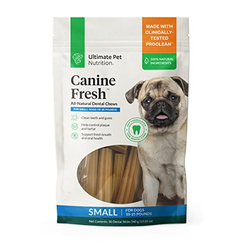 ULTIMATE PET NUTRITION Canine Fresh Dental Chews, Dental Dog Treats, Oral Care and Hygiene Chews, Soothes Gums, Vet Developed, 30 Chews (Small)
