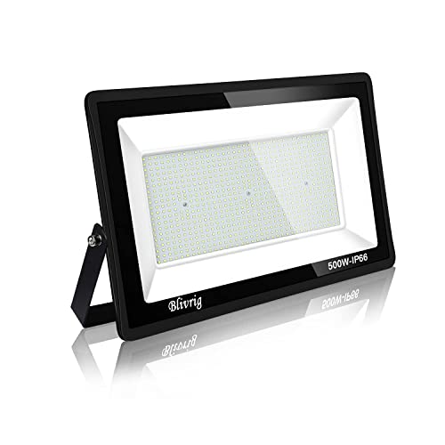 Blivrig 500W Faretto LED da Esterno, 50000LM Proiettore Faro LED, Bianco Freddo 6000K,Impermeabile IP66 Fari LED Lampada Luce di Sicurezza Potente Super Luminosa per Giardino Corridoio Cortile