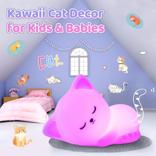 Image of Desidiya Sleeping Cat Rechargeable Silicone Night Lamp - Cozy Cat LED Lamp, Kids Night Light, Nursery Decor, Birthday Gift, Silicone LED Light