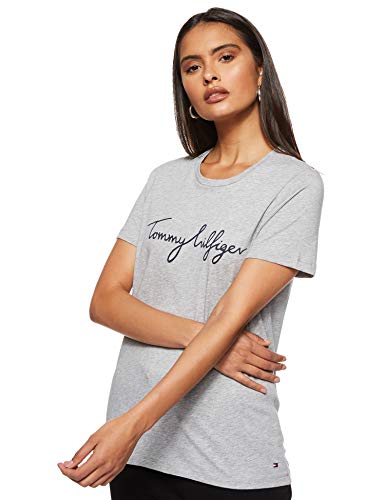 Tommy Hilfiger Heritage Crew Neck Graphic tee Camiseta, Gris (Light Grey Htr 039), Medium para Mujer