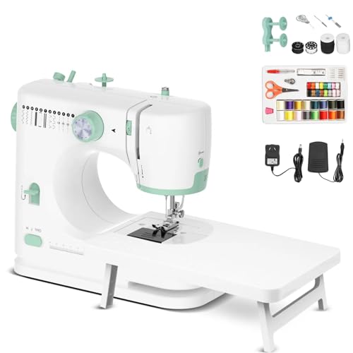 Yopower Sewing Machine with 54 sewing accessories & Table,Portable Electric Mending Machine for Home Travel DIY Beginners with 12 Stitch Patterns | Built-in light