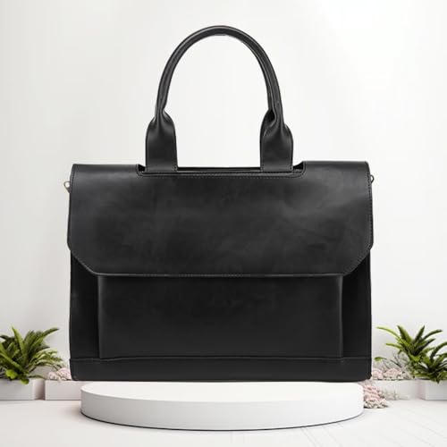 Sac de travail en cuir synthétique chic pour ordinateur et documents professionnels