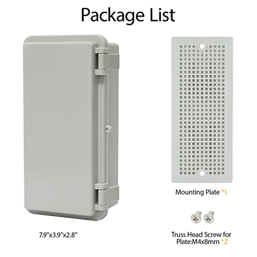 Lmietool Junction Box, Abs Plastic, Ip65 Waterproof Dustproof Universal Electrical Enclosure, Hinged Shell Outdoor And Indoor Usage Project Box, 7.9"X 3.9"X 2.7"(200X100X70Mm), Grey #TOP7