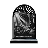 Eternel - Placa Funeraria Personalizada Rayos De Sol - Caza, Cazador, Bosque - Texto Personalizable, Placa Funeraria Grabada con Láser, Homenaje, Placa Mortuoria, Tumba, Sepultura, Cementerio
