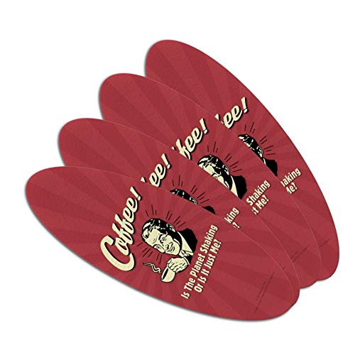 Coffee is the Planet Shaking or Just Me Funny Humor Double-Sided Oval Nail File Emery Board Set 4 Pack