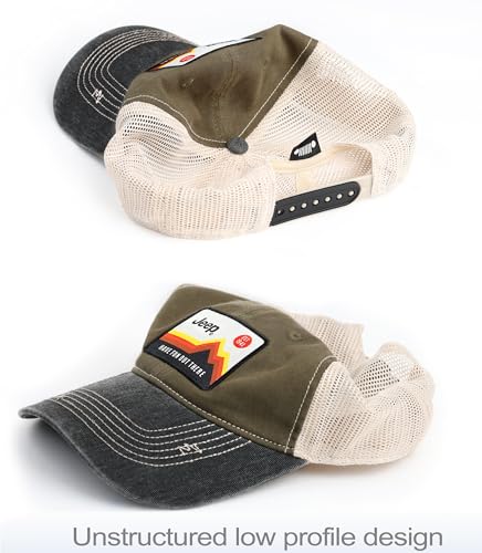 Jeep Have Fun Out There Patch Garment Washed Trucker Hat Unstructured for Men & Women - Adjustable Snapback Baseball Cap - Image 4