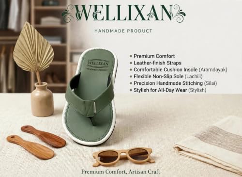 Image of Faux Leather Flip Flops Slipper | Light weight EVA | Anti-Slip Comfortable Thong Slippers | Soft Cushioned Footbed | Durable Casual Daily Wear Slipper | (Size 6-10)