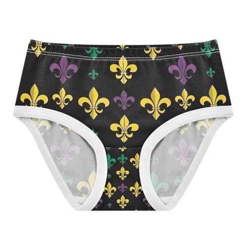 Toddler Girl Panties, Fleur De Lis Mardi Gras Girls Cotton Underwear, 2–8 Years
