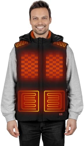 Heated Vest for Men with Battery Pack, and Removable Hood(7.4V 10000mAh)…