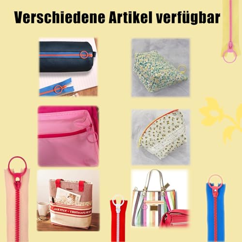 Harz Nylon Reißverschluss Set - 10 Stücke, 20cm Metallring, Bunte Coil Reißverschlüsse für Schneider
