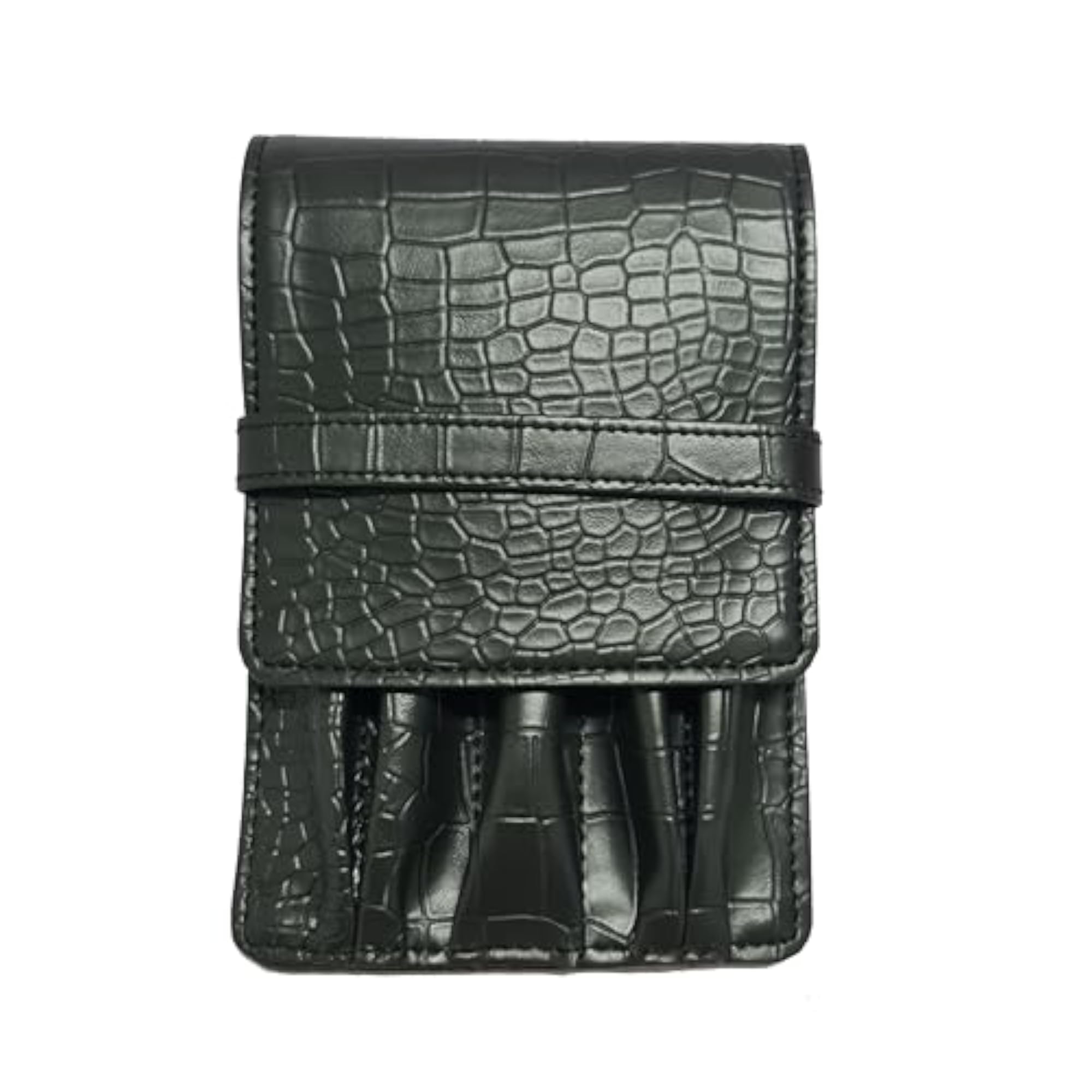 Faux Leather 5-Slot Pen Case with Secure Loop