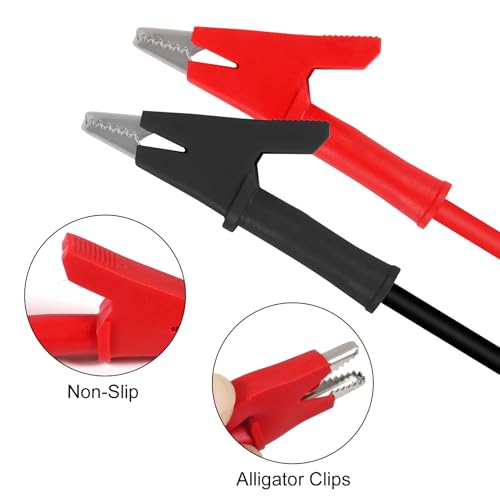 Image of ACEIRMC 2pcs 4mm Banana Plug to Alligator Clip Test Lead Wire Cable Set 14AWG for Multimeter Oscilloscope 3 Feet DMM Multimeter (2PCS)