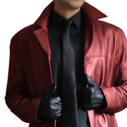 Long Leather Jakcet for Men Retro Slim Fit Motorcyle Trench Coat Full Length Faux Leather Overcoat Windbreaker3