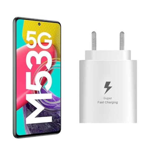 Image of MAK 25W Charger for Samsung Galaxy M53 5G Type C Charger Adapter Compatible with Galaxy M53 5G Charger, 25 Watt USB Type C to C Pd Charging Adapter C Type, White