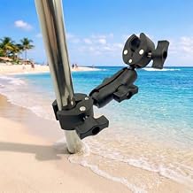 Meow Garden Double Mount Clamp On Umbrella for Chair,Hands Free Golf Cart Umbrella Holder for Stroller,Flag Pole Clamps Brackets, Large, Black, GP428C