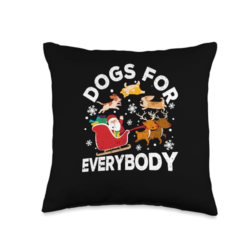 Santa Claus Costume Xmas PJS Merry Christmas Gifts Santa Funny Christmas PJs Xmas Pajamas Dogs for Everybody Throw Pillow, 16x16, Multicolor