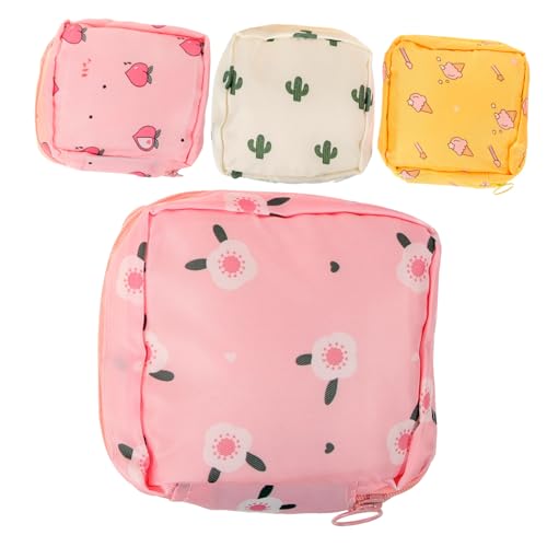 Healvian 4 Piezas Bolsa Sanitaria Portátil Diseño Decorativo Pequeña Bolsa para Tampones y Compresas Resistente y Práctica para Almacenamiento y Oficina