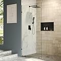 DeerValley 36"×78" Fixed Glass Shower Door, Durable and Stable 10mm Thick Glass Panel, Frameless Door, Bathroom Shower Screen, Easy to Clean, Tempered Safety Wall Panels with Hardware (Black)